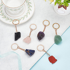 6Pcs 6 Style Nuggets Gemstone Pendant Keychain&nbsp;KEYC-DR0001-05A