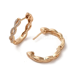 Brass Micro Pave Cubic Zirconia Hoop Earrings&nbsp;EJEW-C073-35KCG