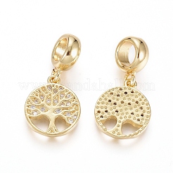 Brass Micro Pave Clear Cubic Zirconia European Dangle Charms&nbsp;X-OPDL-L016-05G