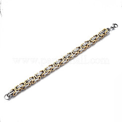 Ion Plating(IP) Two Tone 201 Stainless Steel Byzantine Chain Bracelets&nbsp;BJEW-S057-86A-03