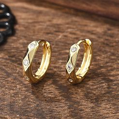Ring Sparkling Cubic Zirconia Huggie Hoop Earrings for Girl Women&nbsp;EJEW-H126-05G