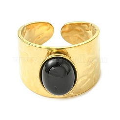 Natural Carnelian/Black Agate/Tiger Eye/Lapis Lazuli/Moss Agate Cuff Open Rings&nbsp;RJEW-JR01079-02