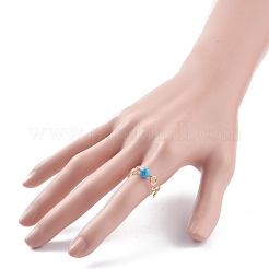 Gemstone Round Beaded Finger Ring&nbsp;RJEW-JR00442