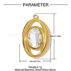 304 Stainless Steel Pave Cubic Zirconia Pendants&nbsp;STAS-OY010-15G
