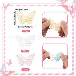 21Pcs 3 Colors Birthday Theme Mirror Effect Acrylic Birthday Cupcake Insert Card Decoration&nbsp;AJEW-SP0001-72A