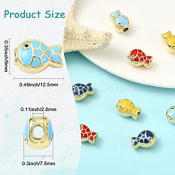 8Pcs 4 Colors Brass Enamel Beads&nbsp;KK-CJ0005-52