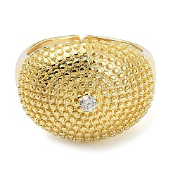 Brass with Cubic Zirconia Open Cuff Ring&nbsp;RJEW-B051-46G