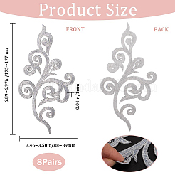 8 Pairs Ethnic Style Flower Pattern Computerized Embroidery Appliques&nbsp;PATC-GF0001-84A
