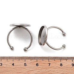 Tarnish Resistant 304 Stainless Steel Open Cuff Ring Components&nbsp;STAS-B072-09F-P