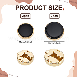 4Pcs 2 Styles Brass Black Enamel Cufflinks&nbsp;BUTT-ME0001-07G