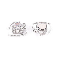 Brass Micro Pave Clear Cubic Zirconia Pendants&nbsp;KK-Q253-001P-B