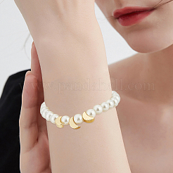 50Pcs Moon Brass Beads&nbsp;KK-BBC0016-75G