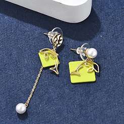 Brass Imitation Pearl Stud Earrings&nbsp;EJEW-D301-04G