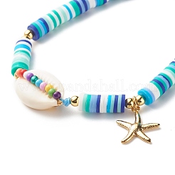 Natural Cowrie Shell Braided Bead Bracelet&nbsp;BJEW-JB07373-01
