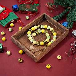 Painted Natural Wood Beads&nbsp;WOOD-SZ0001-09
