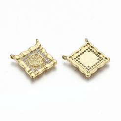 Brass Micro Pave Clear Cubic Zirconia Pendant Link&nbsp;ZIRC-S067-132-NF