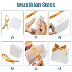 30Pcs 6 Colors White Cardboard Paper Wedding Candy Boxes with Ribbon&nbsp;CON-FS0001-26