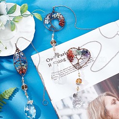 Chakra Theme Mixed Gemstone Big Pendants&nbsp;G-WH0016-15