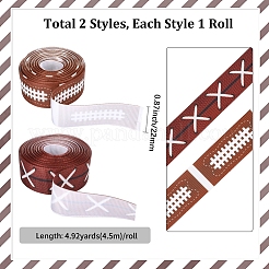 9M 2 Styles Rugby Theme Heat Transfer Polyester Grosgrain Ribbons&nbsp;OCOR-GF0005-05A
