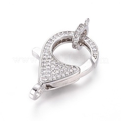 Brass Micro Pave Cubic Zirconia Lobster Claw Clasps&nbsp;ZIRC-F109-07P