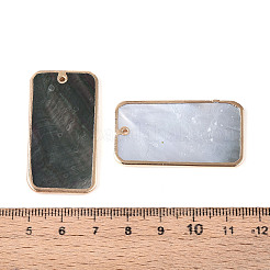 Natural Black Lip Shell Pendants with Golden Brass Edge&nbsp;BSHE-T014-22