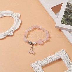 Natural Rose Quartz Charm Bracelets for Women&nbsp;BJEW-JB09926-02