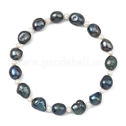Potato Natural Cultured Freshwater Pearl Beads Stretch Bracelets for Women&nbsp;BJEW-JB13777