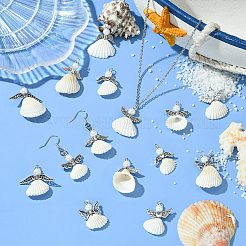 50Pcs 10 Styles Shell & Alloy Pendants&nbsp;PALLOY-CJ00044