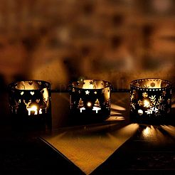 Iron Hollow Candle Holder&nbsp;AJEW-FH0001-14