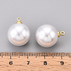 Brass & ABS Plastic Imitation Pearl Pendants&nbsp;KK-N261-14mm-121G