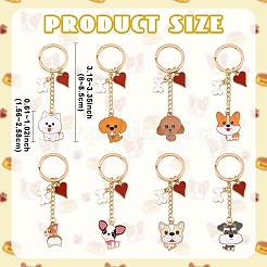 8Pcs 8 Styles Alloy Enamel Dog Heart Bone Pendant Keychain&nbsp;KEYC-YW00283