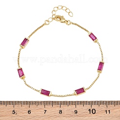Brass Pave Rectangle Cubic Zirconia Link Chain Bracelets&nbsp;KK-CBA960E-14D-G