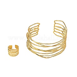 Alloy Multilayer Cuff Bangles & Cuff Rings Sets&nbsp;FS-WGC09BD-01