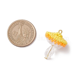 3Pcs 3 Colors Glass Seed Beaded Mushroom Pendants&nbsp;PALLOY-MZ00851
