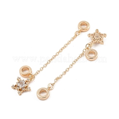 Rack Plating Star Brass Clear Cubic Zirconia European Safety Chains&nbsp;KK-F879-23G