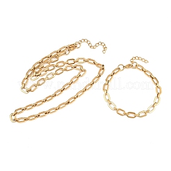 304 Stainless Steel Cable Chains Bracelet & Necklace Jewelry Sets&nbsp;SJEW-L199-04G