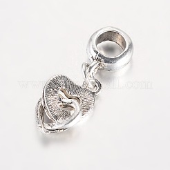 Heart Antique Silver Plated Alloy Rhinestone European Dangle Charms Large Hole Pendants&nbsp;MPDL-K014-05