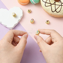 5Pcs 5 Styles Donut & Cake Rack Plating Brass Enamel Beads&nbsp;KK-CJ0002-83