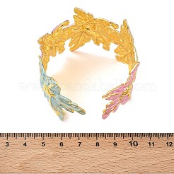 Textured Brass Enamel Cuff Bangles for Women&nbsp;BJEW-A173-05G