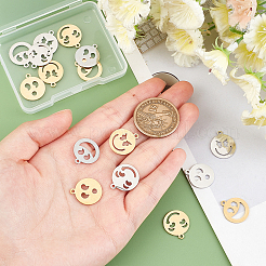 16Pcs 8 Style Ion Plating(IP) 201 Stainless Steel Pendants&nbsp;STAS-DC0006-10