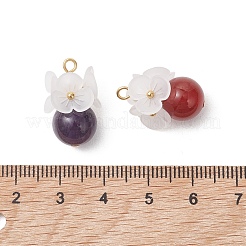 4Pcs 4 Styles Natural Green Aventurine & Rose Quartz & Carnelian & Amethyst Round Pendants&nbsp;PALLOY-TA00406
