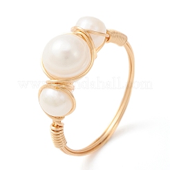 Natural Pearl Finger Ring&nbsp;RJEW-JR00581