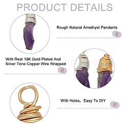 32Pcs 2 Colors Natural Amethyst Pendants&nbsp;PALLOY-HY0001-05