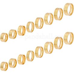 16Pcs 8 Size 201 Stainless Steel Double Groove Band Ring for Men Women&nbsp;RJEW-UN0002-35G