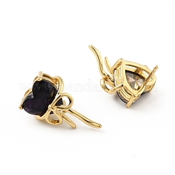 Cubic Zirconia Heart with Bowknot Stud Earrings&nbsp;EJEW-B013-10G-03