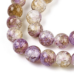 Baking Paint Crackle Glass Bead Strands&nbsp;DGLA-R053-05O-A