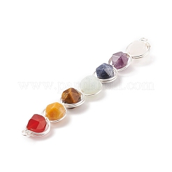 7Pcs Star Cut Round Natural Gemstones Copper Wire Wrapped Connector Charms&nbsp;PALLOY-JF01544-02