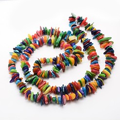 Dyed Chip Natural Freshwater Shell Beads Strands&nbsp;X-SHEL-E355-16