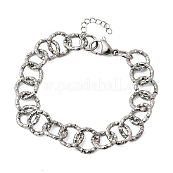 Textured 304 Stainless Steel Rolo Chain Bracelets for Women&nbsp;BJEW-A157-01P