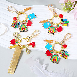 3Pcs Teachers' Day Zinc Alloy Enamel Keychains&nbsp;KEYC-SW00021
